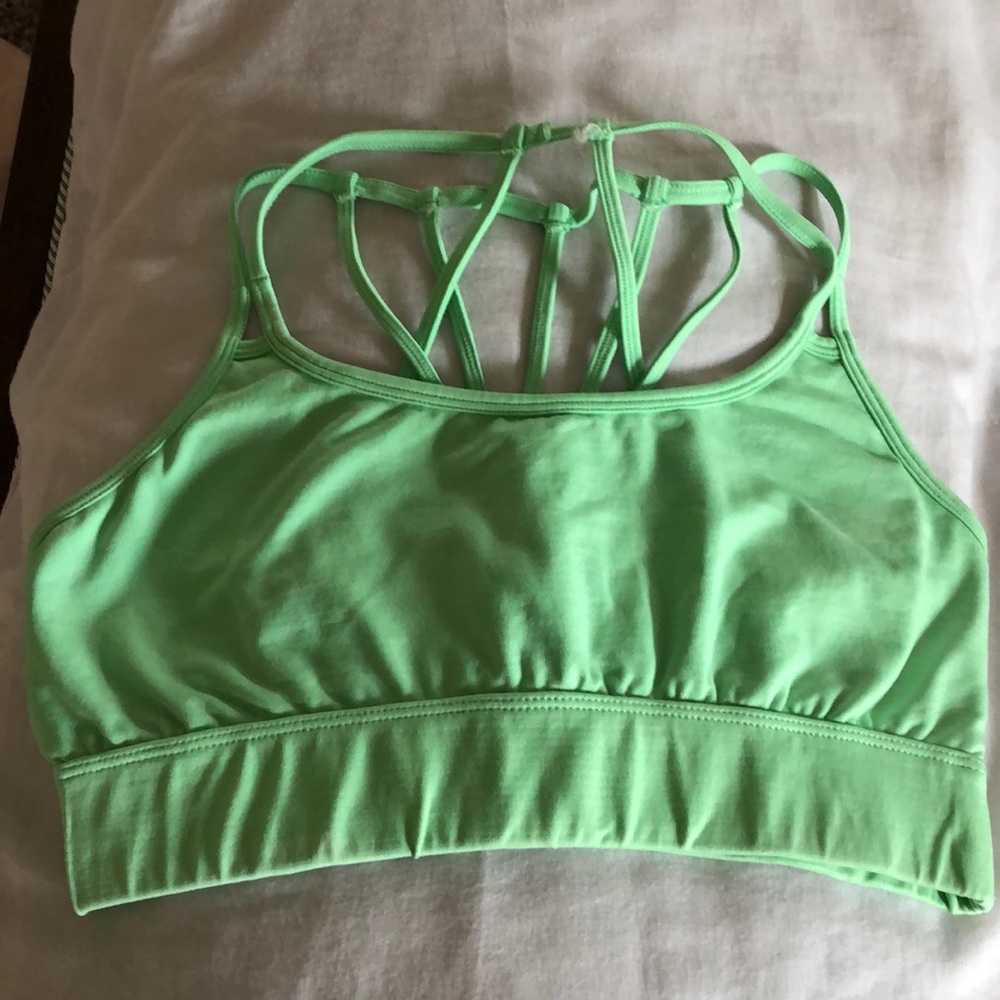 Green strappy sports bra